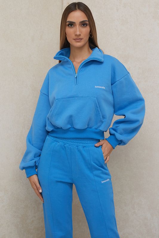 Blue House Of Cb Cropped Zip Front Sweatshirts | KTB-527018