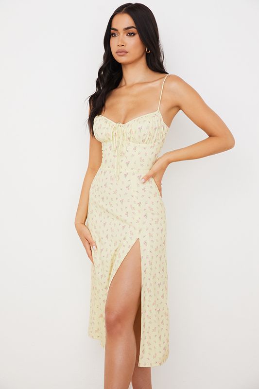 Lemon House Of Cb Floral Bustier Midi Dress | VYB-627438