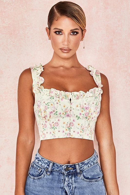 Lemon House Of Cb Floraled Cropped Corset | CPN-852691