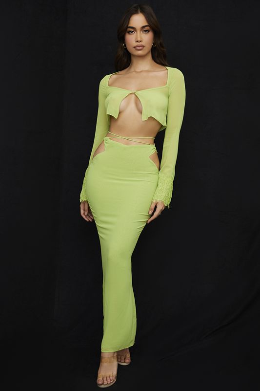 Light Green House Of Cb Green Georgette Maxi Skirts | XEU-435086