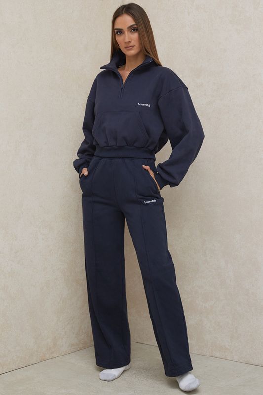 Navy House Of Cb Straight Leg Sweat Pants | IPR-624013