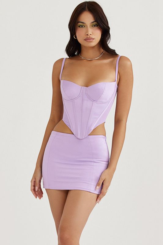 Purple House Of Cb Satin Mini Skirts | GEU-327589