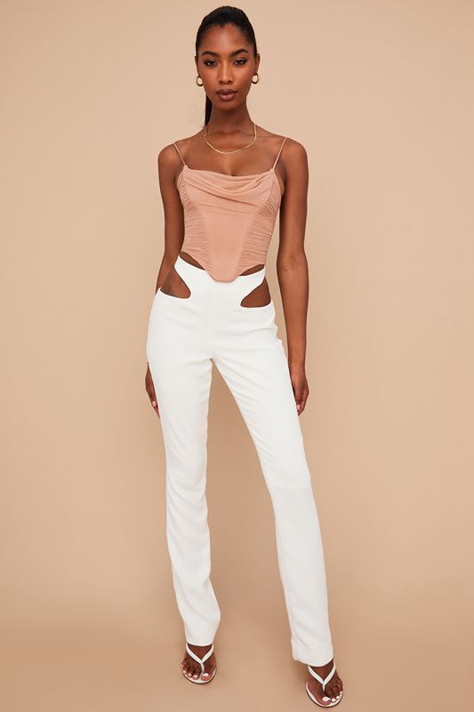 White House Of Cb Crepe Cutouts Pants | ESN-347092