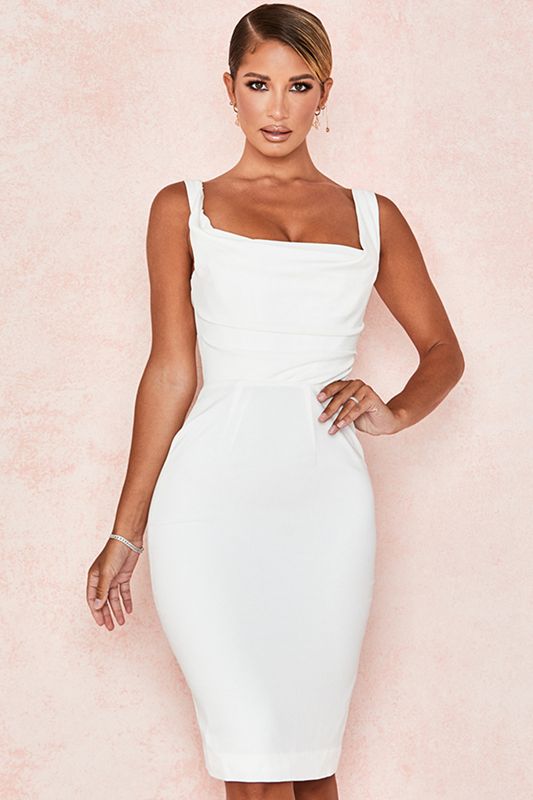 White House Of Cb Draped Dress | YAB-718926