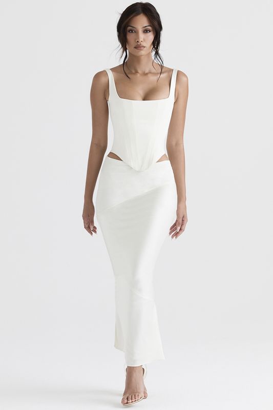 White House Of Cb Satin Bias Cut Midi Skirts | FPY-726130