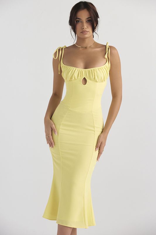 Yellow House Of Cb Cutout Midi Dress | BYU-056237