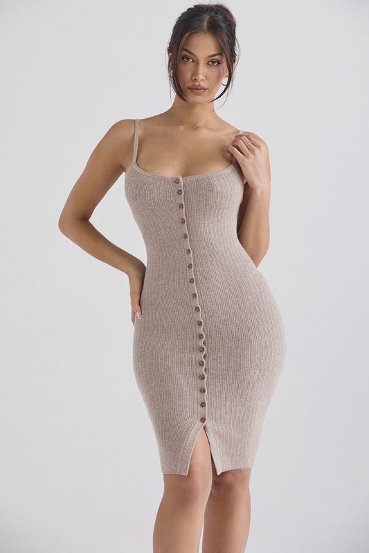 Beige House Of Cb Cashmere Knit Midi Dress | HYC-631874