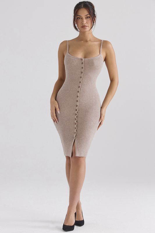 Beige House Of Cb Cashmere Knit Midi Dress | HYC-631874