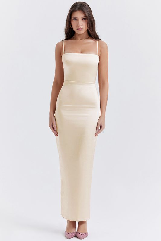 Beige House Of Cb Cream Maxi Dress | ATP-684721