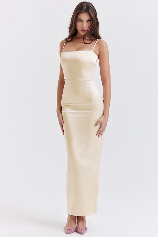 Beige House Of Cb Cream Maxi Dress | ATP-684721