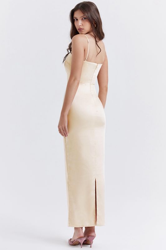 Beige House Of Cb Cream Maxi Dress | ATP-684721