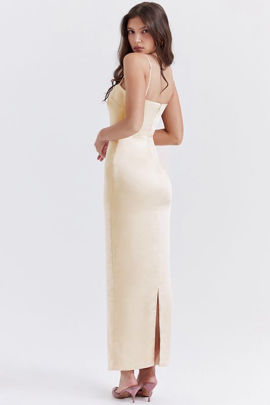 Beige House Of Cb Cream Maxi Dress | ATP-684721