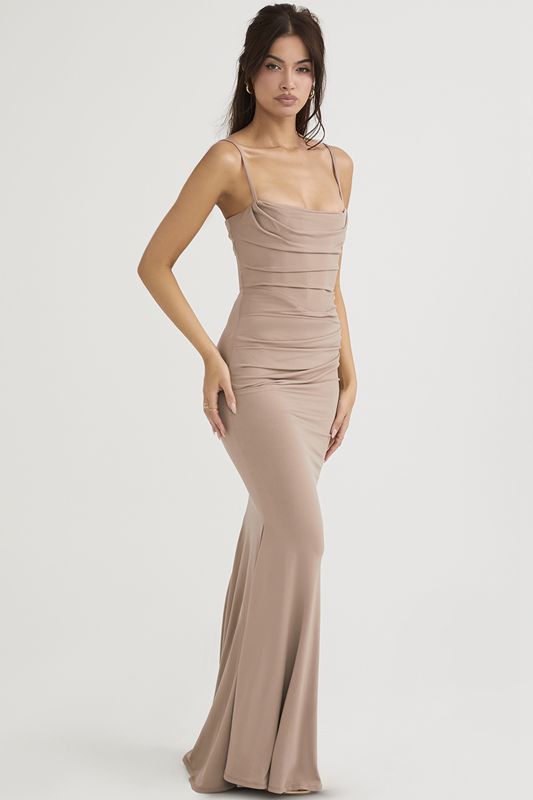 Beige House Of Cb Jersey Maxi Dress | VIH-108296