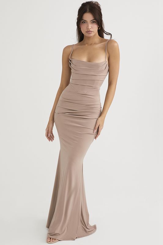 Beige House Of Cb Jersey Maxi Dress | VIH-108296