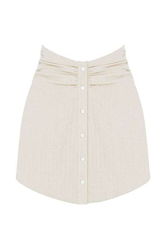 Beige House Of Cb Linen Gathered Waist Mini  Skirts | NSX-429175