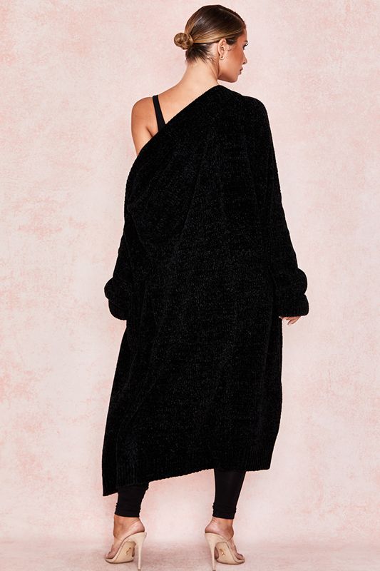 Black House Of Cb Chenille Slouchy Cardigan | ELX-495287