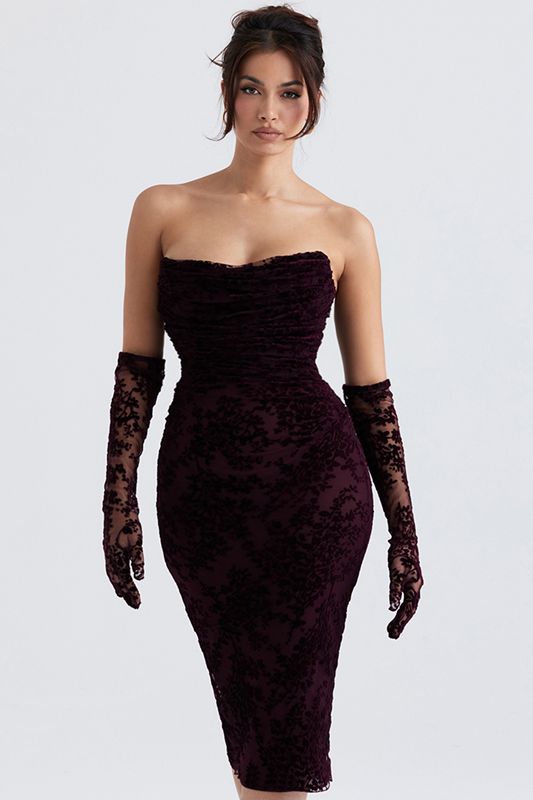 Black House Of Cb Cherry Devore Dress | HOD-617458