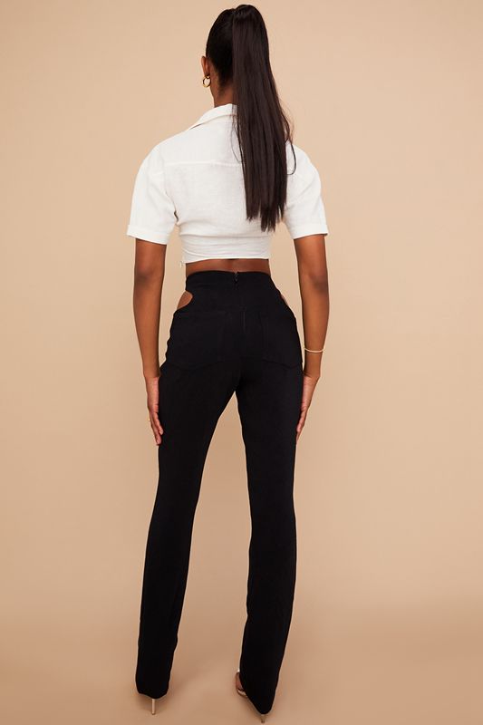 Black House Of Cb Crepe Cutouts Pants | UQD-174862