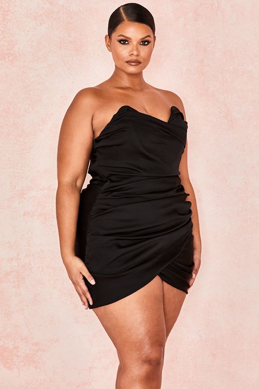 Black House Of Cb Draped Ruched Mini Dress | QUD-685937