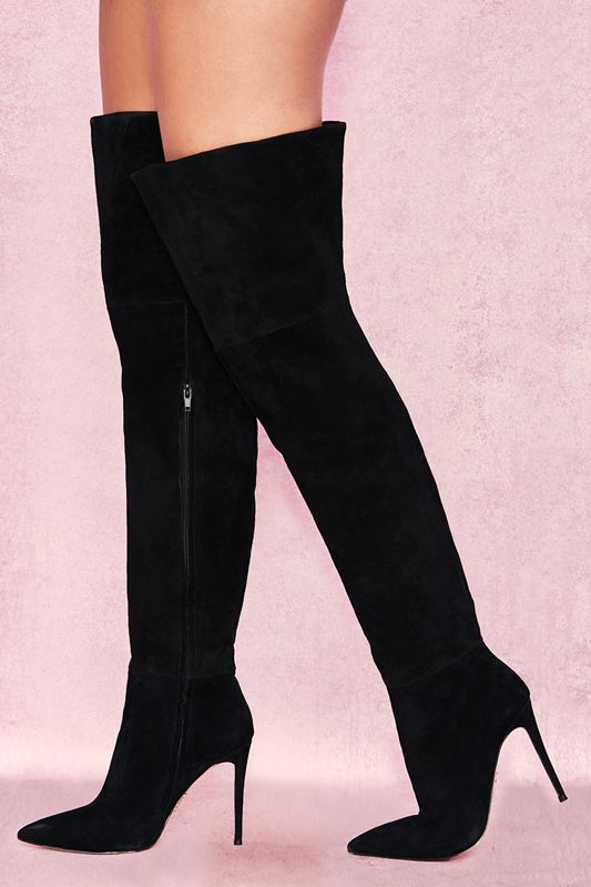 Black House Of Cb Real Suede Thigh Boots | YUQ-149370