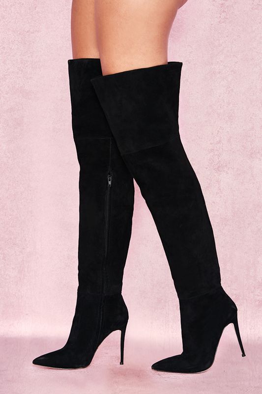 Black House Of Cb Real Suede Thigh Boots | YUQ-149370