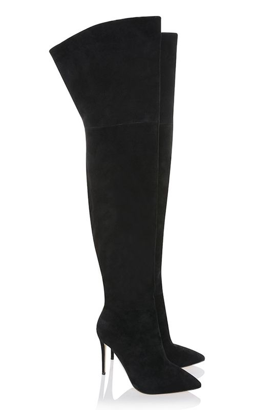 Black House Of Cb Real Suede Thigh Boots | YUQ-149370