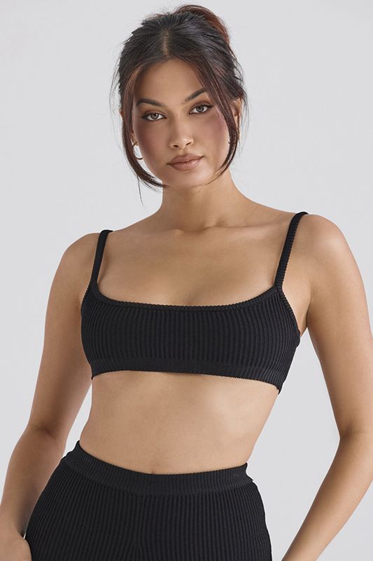 Black House Of Cb Ribbed Knit Bras | FVI-297365