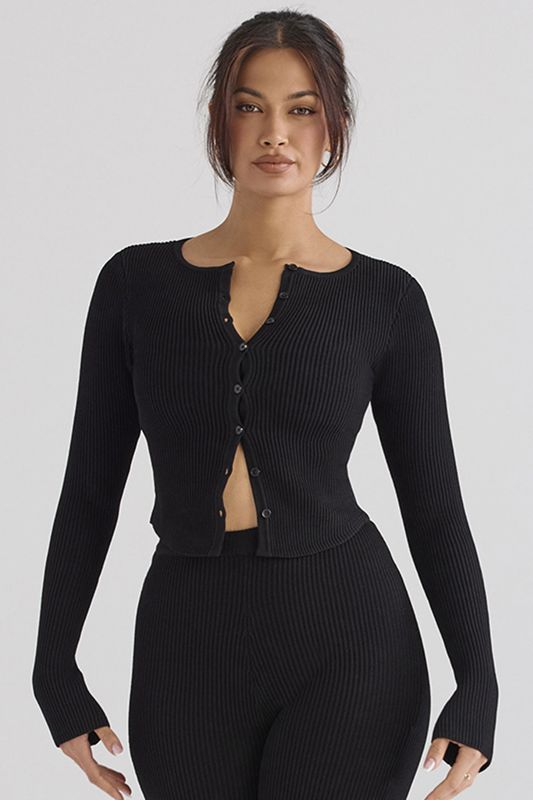 Black House Of Cb Ribbed Knit Tops | EKN-326897