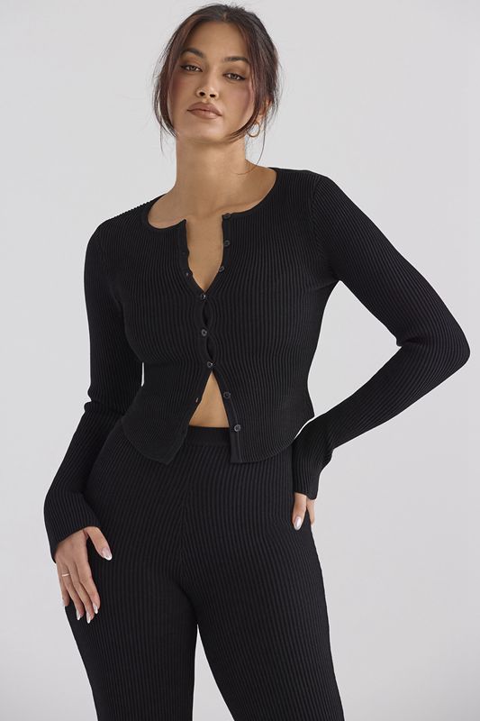 Black House Of Cb Ribbed Knit Tops | EKN-326897