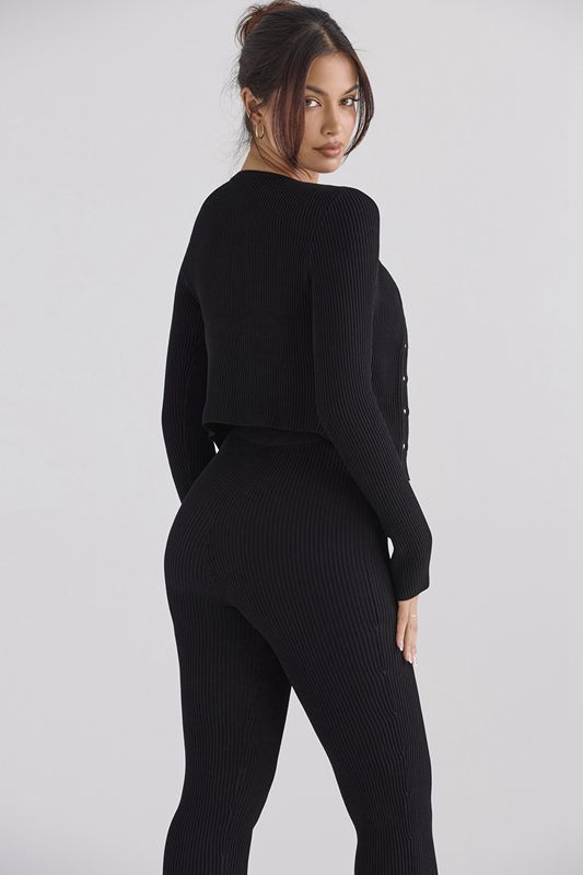 Black House Of Cb Ribbed Knit Tops | EKN-326897