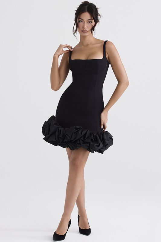 Black House Of Cb Ruffle Hem Dress | XPR-805392