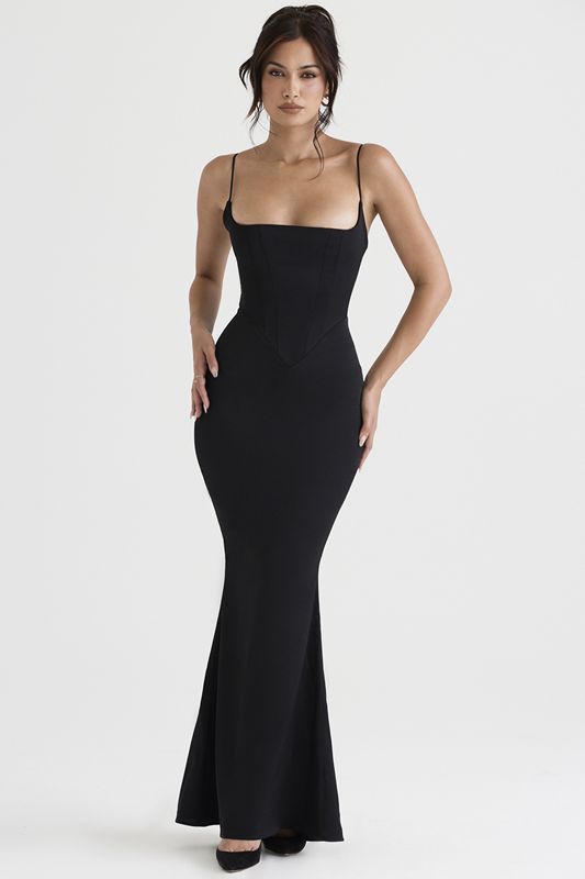 Black House Of Cb Satin Maxi Dress | DSB-582301