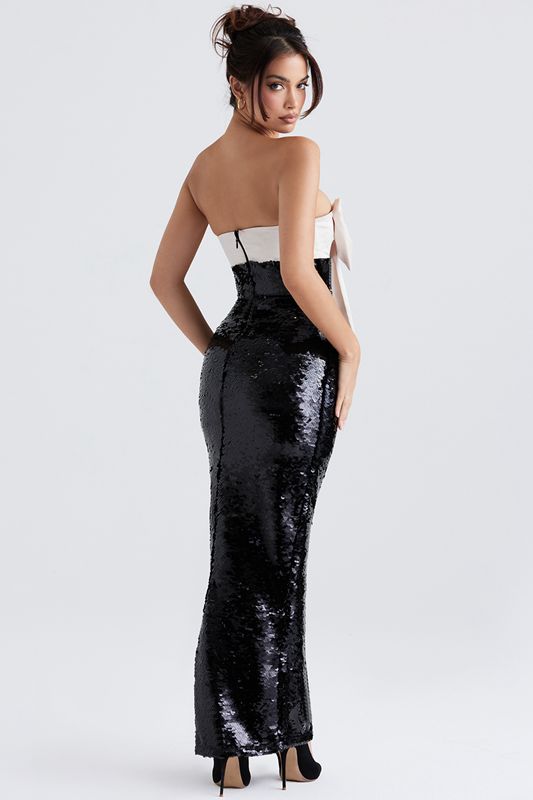 Black House Of Cb Sequin Strapless Bow Dress | JVG-103845