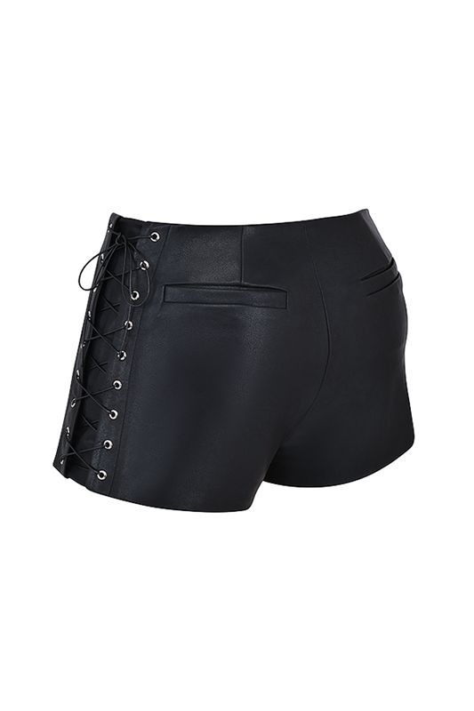 Black House Of Cb Vegan Leather Micro Mini  Shorts | QYH-940257