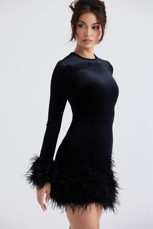 Black House Of Cb Velvet Mini Dress | XHP-853719