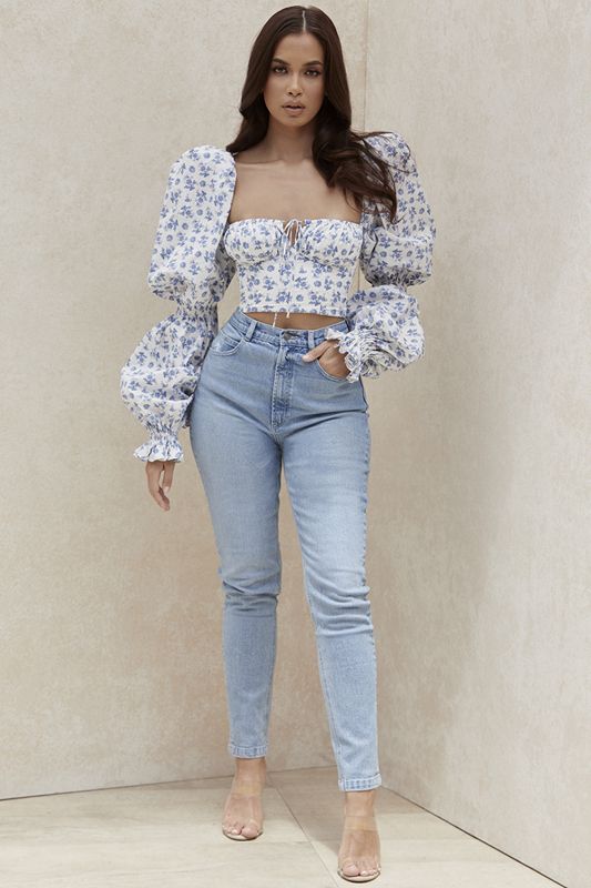 Blue House Of Cb Blue High Waist Denim  Jeans | IVX-934071