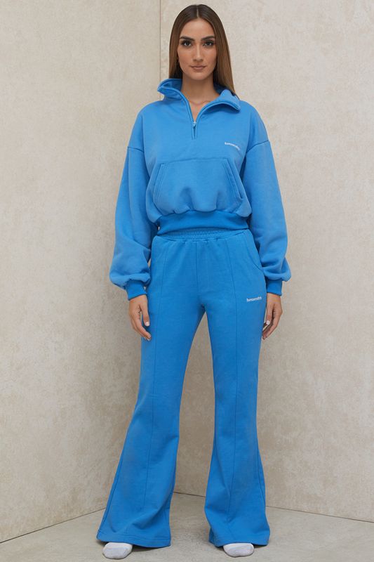 Blue House Of Cb Cropped Zip Front Sweatshirts | KTB-527018