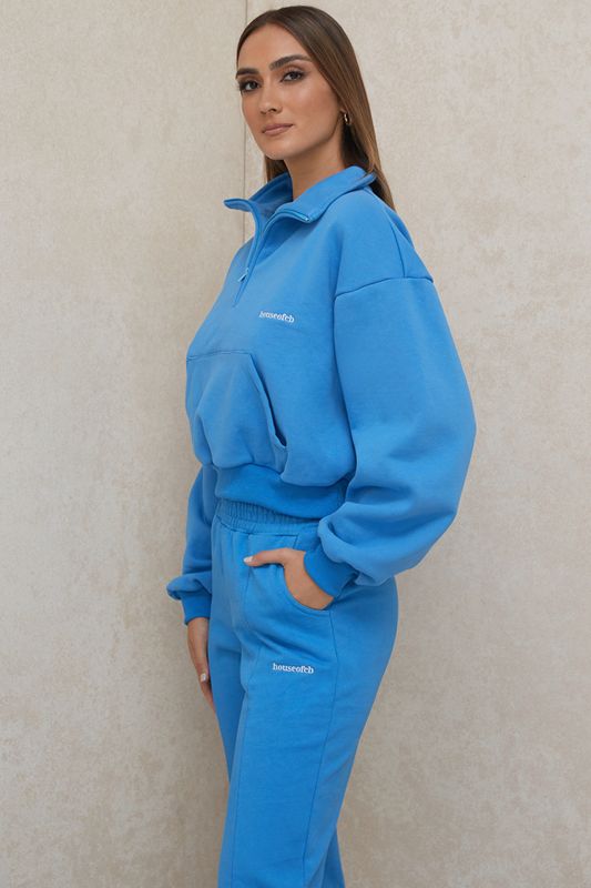 Blue House Of Cb Cropped Zip Front Sweatshirts | KTB-527018