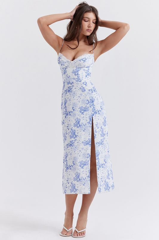 Blue House Of Cb Print  Midi Dress | KVW-031928