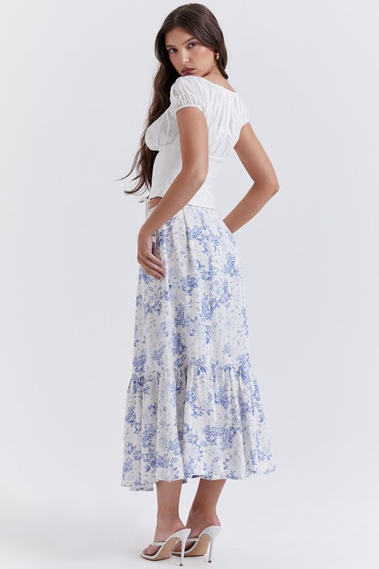 Blue House Of Cb Print Midi Skirts | NXU-807561