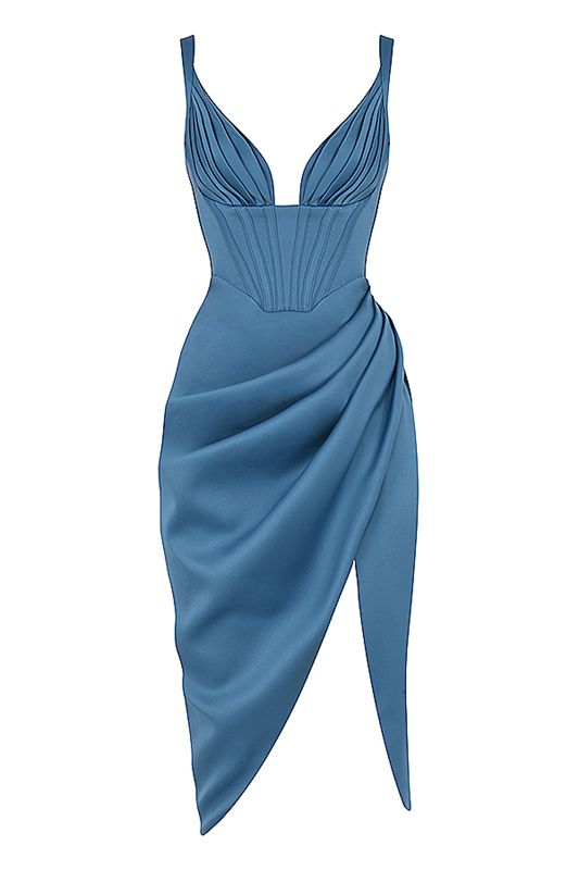 Blue House Of Cb Satin  Midi Dress | HST-749605