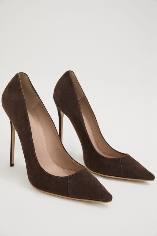 Brown House Of Cb Chocolate Suede Pointy Toe  Heels | FOP-348276