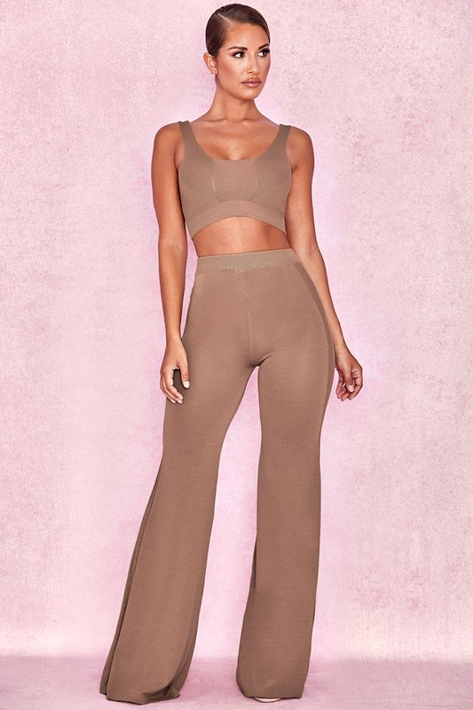 Brown House Of Cb Fine Knit Cropped Tops | TUS-963581