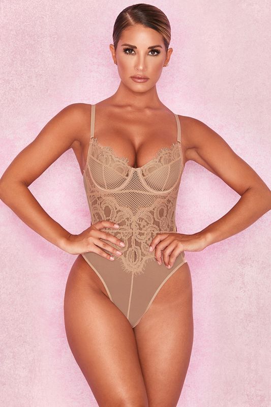 Brown House Of Cb Lace  Bodysuit | VAX-823607