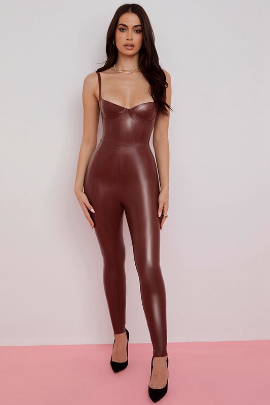 Brown House Of Cb Latex High Waist Leggings | NOY-950423