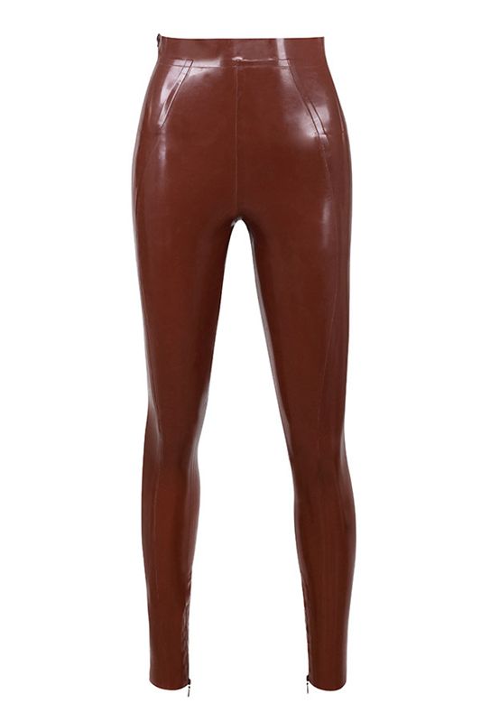 Brown House Of Cb Latex High Waist Leggings | NOY-950423