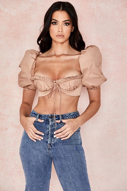 Brown House Of Cb Puff Sleeve Bras | GOL-671589