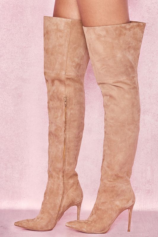 Brown House Of Cb Real Suede Thigh Boots | JWM-794238