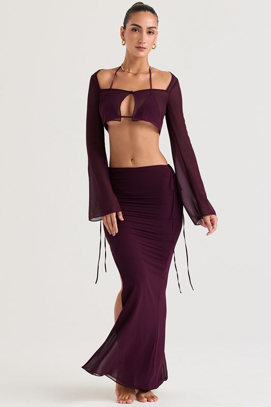 Burgundy House Of Cb Cutout Maxi Skirts | XMZ-546123