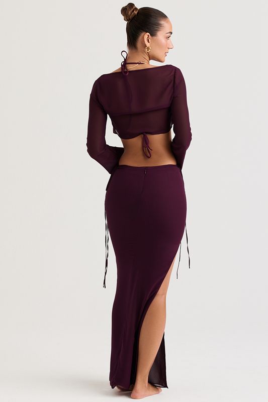 Burgundy House Of Cb Cutout Maxi Skirts | XMZ-546123